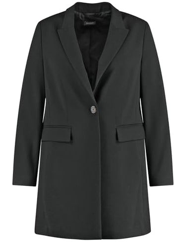 Samoon Damen Stilvoller Longblazer Langarm, Armschlitze unifarben Black 46 im Sale